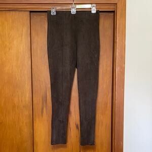 Zara Brown Suede Look Leggings Side Zip Ankles Autumn Fall Winter City Glam